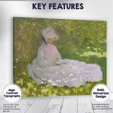 Impressionist Woman In Pink Dress Reading Garden Canvas Wall Art Print Decor Picture Ready to Hang