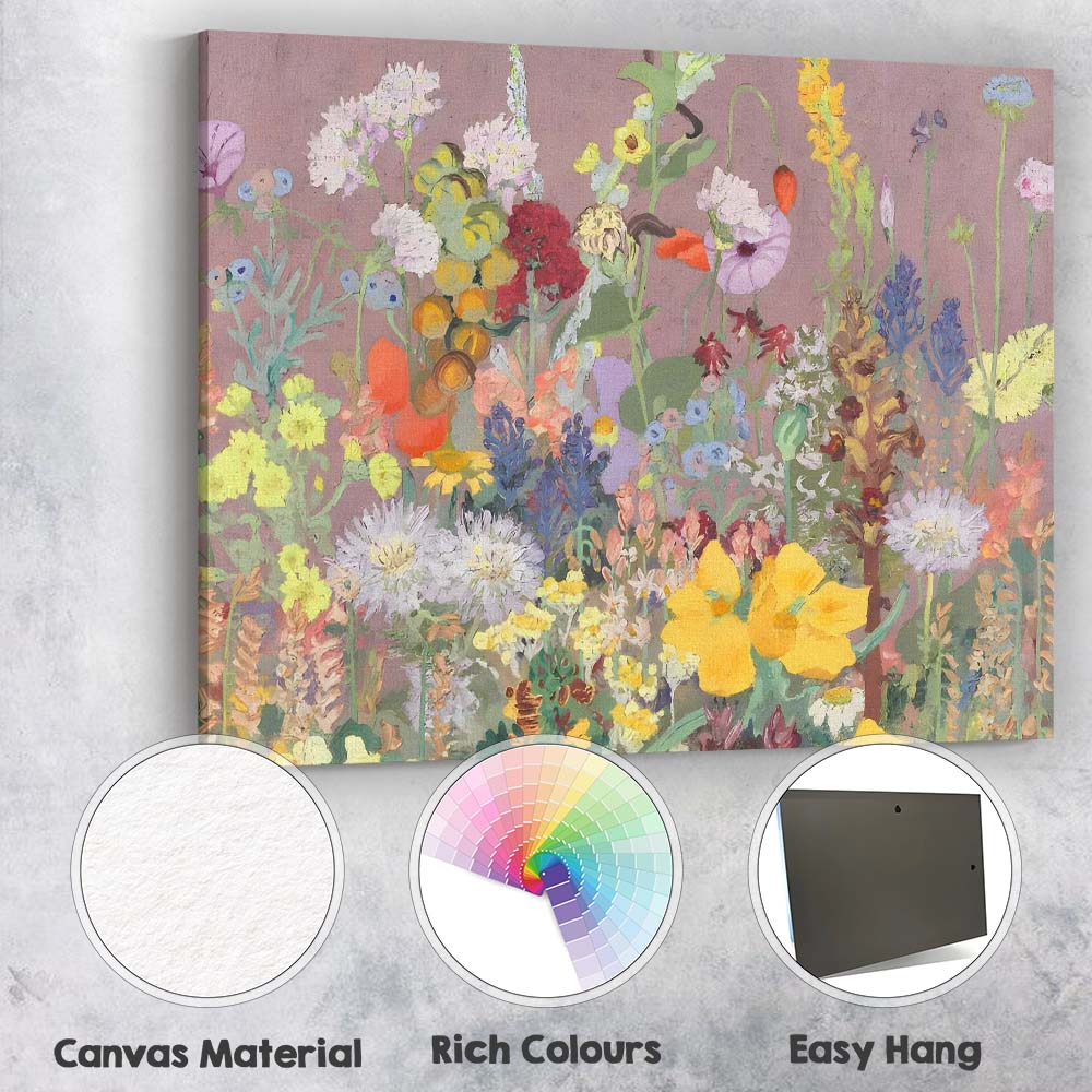 Pastel Wildflower Meadow Floral Still Life Impressionist Canvas Wall Art Print Decor Picture Ready to Hang