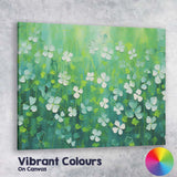 Abstract Green White Clover Meadow Floral Botanical Canvas Wall Art Print Decor Picture Ready to Hang