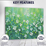 Abstract Green White Clover Meadow Floral Botanical Canvas Wall Art Print Decor Picture Ready to Hang