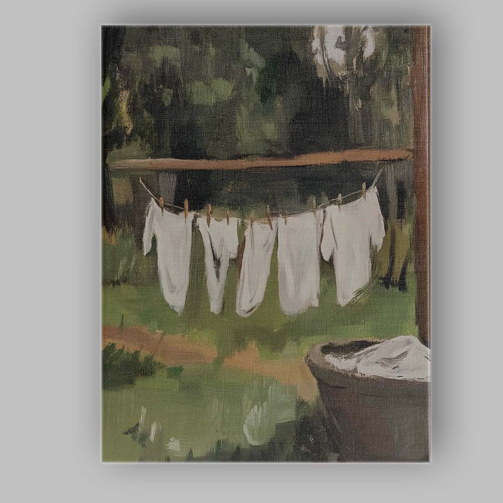 Rustic Country Laundry Line Farmhouse Garden Canvas Wall Art Print Decor Picture Ready to Hang