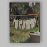 Rustic Country Laundry Line Farmhouse Garden Canvas Wall Art Print Decor Picture Ready to Hang