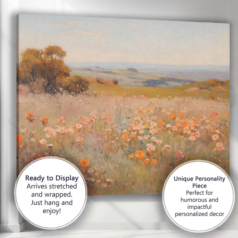 Peaceful Rolling Countryside Hills Summer Meadow Scenic Landscape Canvas Wall Art Print Decor Picture Ready to Hang