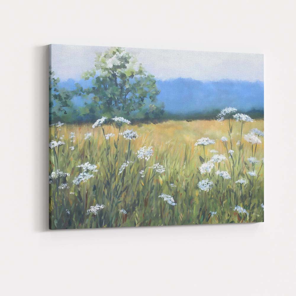 Soft Summer Cow Parsley Wildflower Meadow Landscape Canvas Wall Art Print Decor Picture Ready to Hang
