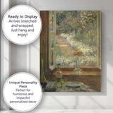 Impressionist Garden View Through Open Window Canvas Wall Art Print Decor Picture Ready to Hang