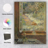 Impressionist Garden View Through Open Window Canvas Wall Art Print Decor Picture Ready to Hang