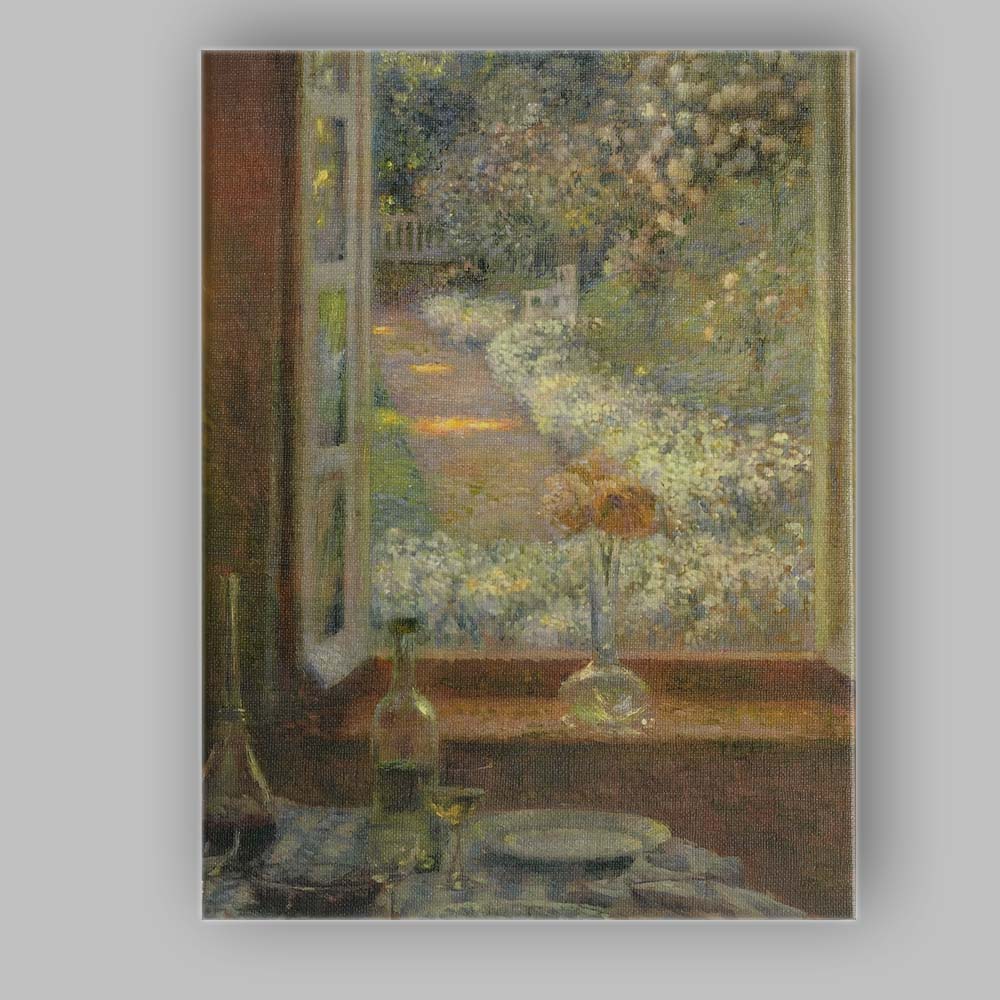 Impressionist Garden View Through Open Window Canvas Wall Art Print Decor Picture Ready to Hang