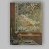 Impressionist Garden View Through Open Window Canvas Wall Art Print Decor Picture Ready to Hang