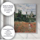 Impressionist Red Poppy Field Italian Countryside Village Landscape Canvas Wall Art Print Decor Picture Ready to Hang