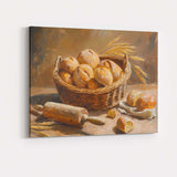 Rustic Bread Basket Bakery Still Life Canvas Wall Art Print Decor Picture Ready to Hang