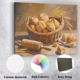 Rustic Bread Basket Bakery Still Life Canvas Wall Art Print Decor Picture Ready to Hang