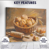 Rustic Bread Basket Bakery Still Life Canvas Wall Art Print Decor Picture Ready to Hang