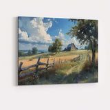Sunny Countryside Farmhouse Rustic Rural Landscape Canvas Wall Art Print Decor Picture Ready to Hang