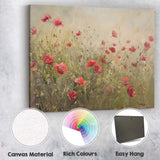 Delicate Red Poppy Wildflower Meadow Impressionist Floral Canvas Wall Art Print Decor Picture Ready to Hang