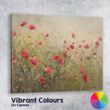 Delicate Red Poppy Wildflower Meadow Impressionist Floral Canvas Wall Art Print Decor Picture Ready to Hang