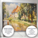 Impressionist Riverside Country House Summer Landscape Canvas Wall Art Print Decor Picture Ready to Hang