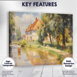 Impressionist Riverside Country House Summer Landscape Canvas Wall Art Print Decor Picture Ready to Hang
