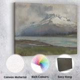Minimalist Snow Capped Mountain Lake Landscape Canvas Wall Art Print Decor Picture Ready to Hang
