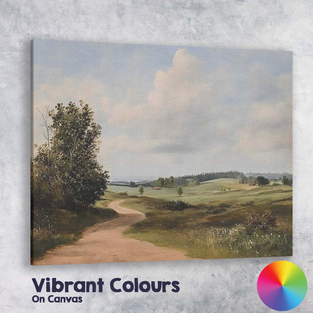 Traditional Countryside Winding Country Lane Rolling Hills Landscape Canvas Wall Art Print Decor Picture Ready to Hang