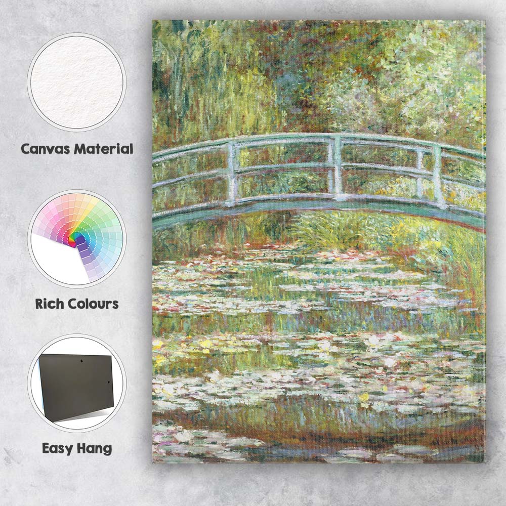 Impressionist Japanese Bridge Water Lily Pond Garden Canvas Wall Art Print Decor Picture Ready to Hang