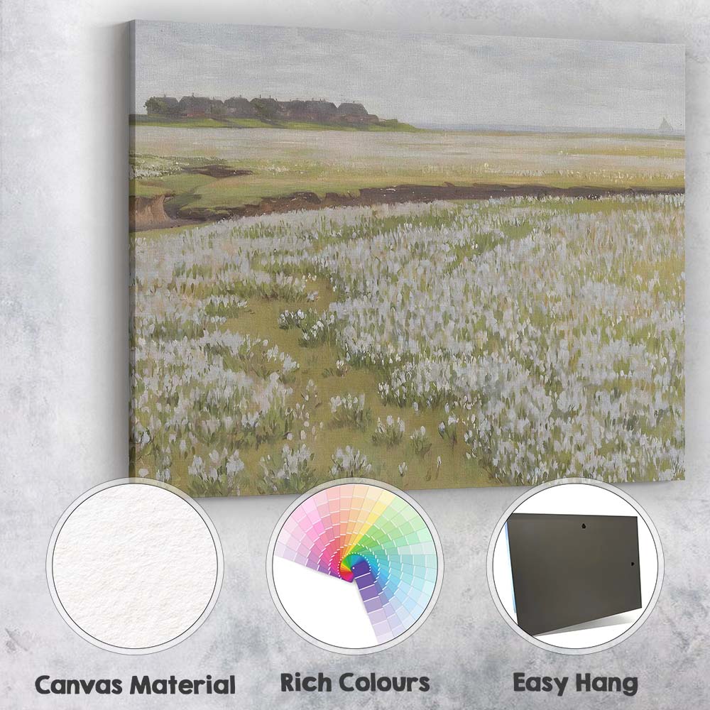 Coastal Wildflower Meadow Seaside Village Spring Landscape Canvas Wall Art Print Decor Picture Ready to Hang