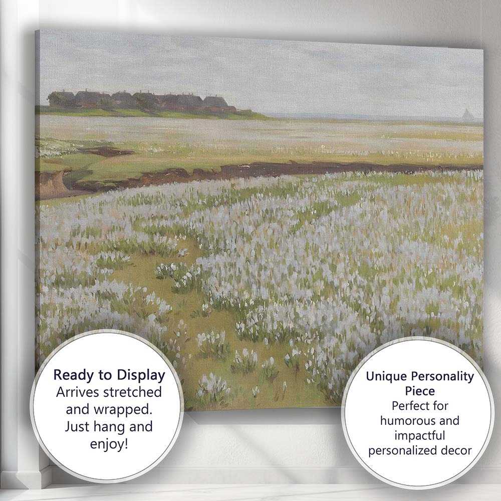 Coastal Wildflower Meadow Seaside Village Spring Landscape Canvas Wall Art Print Decor Picture Ready to Hang