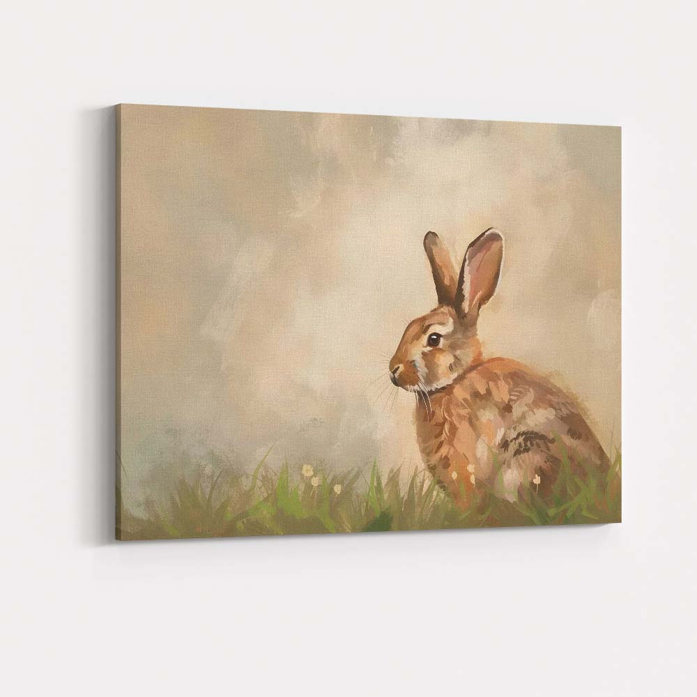 Watercolour Brown Woodland Hare Wildlife Portrait Canvas Wall Art Print Decor Picture Ready to Hang