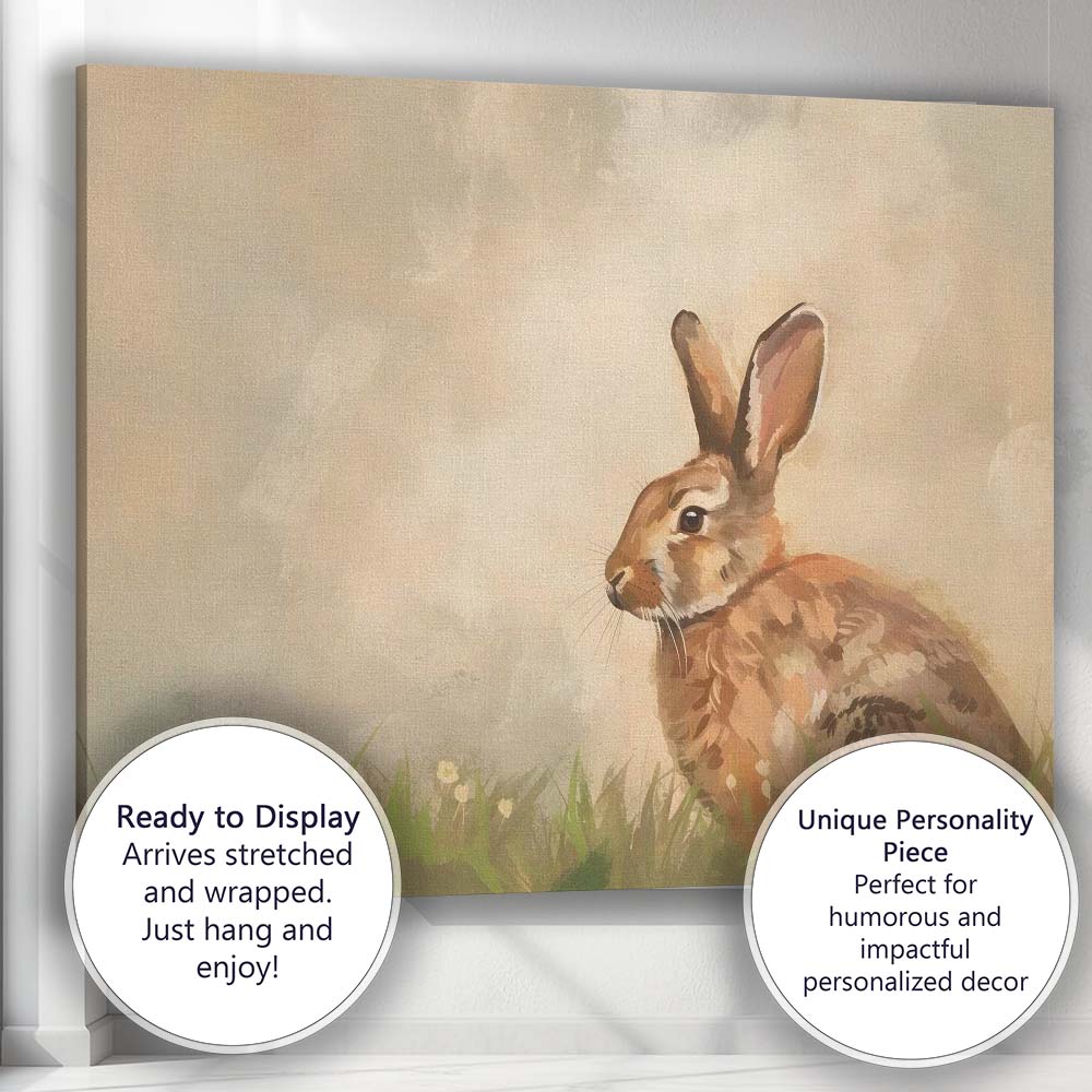 Watercolour Brown Woodland Hare Wildlife Portrait Canvas Wall Art Print Decor Picture Ready to Hang