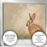 Watercolour Brown Woodland Hare Wildlife Portrait Canvas Wall Art Print Decor Picture Ready to Hang