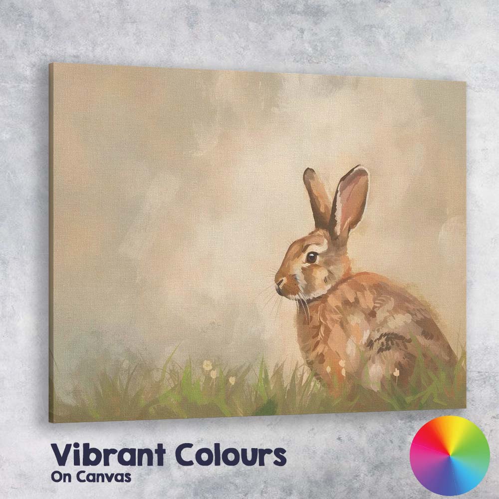 Watercolour Brown Woodland Hare Wildlife Portrait Canvas Wall Art Print Decor Picture Ready to Hang
