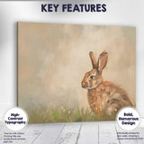 Watercolour Brown Woodland Hare Wildlife Portrait Canvas Wall Art Print Decor Picture Ready to Hang