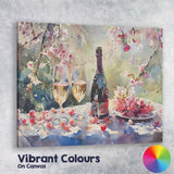 Abstract Watercolour Cherry Blossom Champagne Celebration Still Life Canvas Wall Art Print Decor Picture Ready to Hang