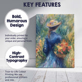 Impressionist Woman In Blue Dress Carrying Flower Basket Garden Canvas Wall Art Print Decor Picture Ready to Hang