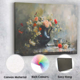 Impressionist Wildflower Bouquet Black Vase Floral Still Life Canvas Wall Art Print Decor Picture Ready to Hang