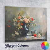 Impressionist Wildflower Bouquet Black Vase Floral Still Life Canvas Wall Art Print Decor Picture Ready to Hang