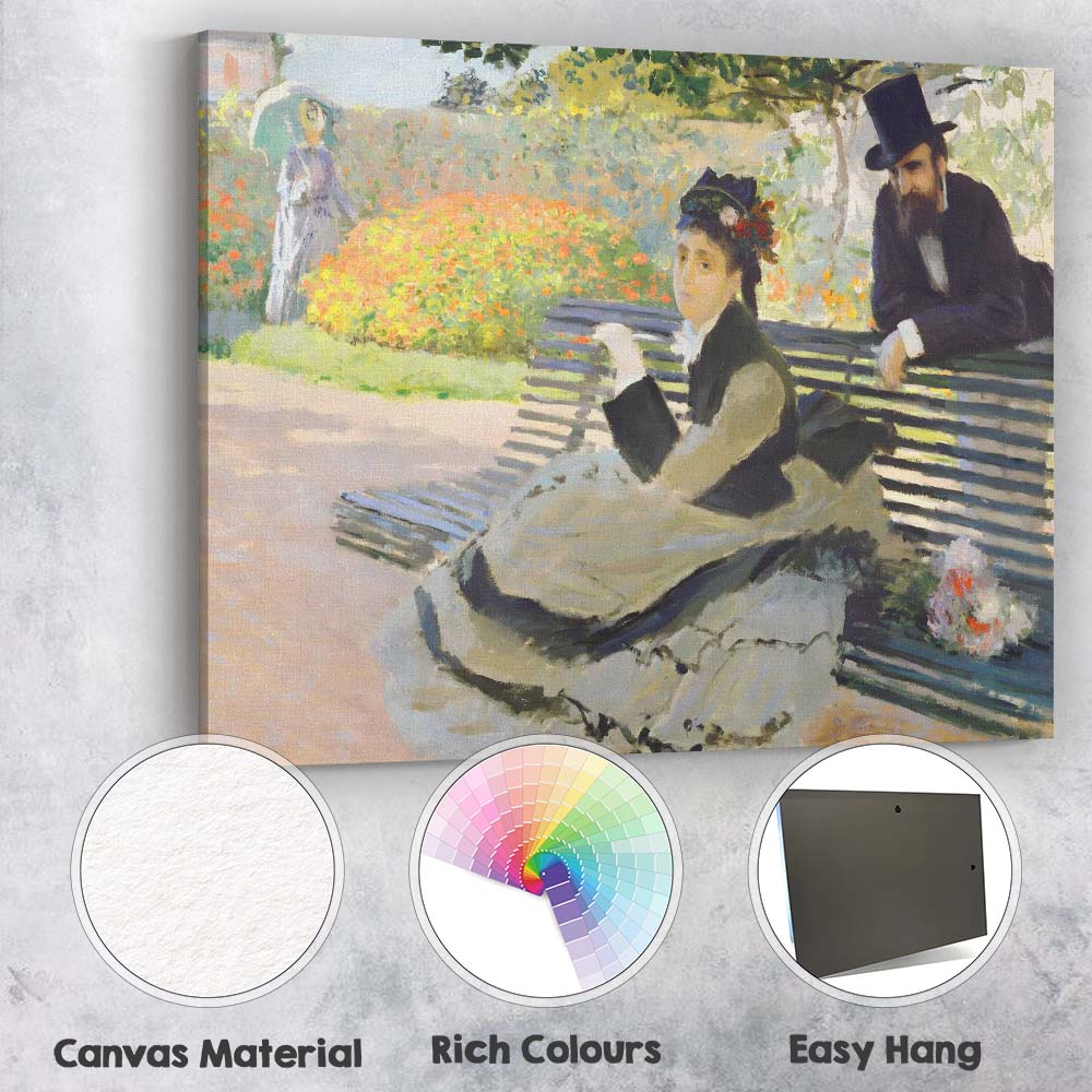 Classic Impressionist Victorian Couple Garden Park Bench Canvas Wall Art Print Decor Picture Ready to Hang