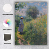 Impressionist Woman Walking Through Wildflower Meadow Spring Garden Canvas Wall Art Print Decor Picture Ready to Hang
