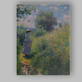 Impressionist Woman Walking Through Wildflower Meadow Spring Garden Canvas Wall Art Print Decor Picture Ready to Hang