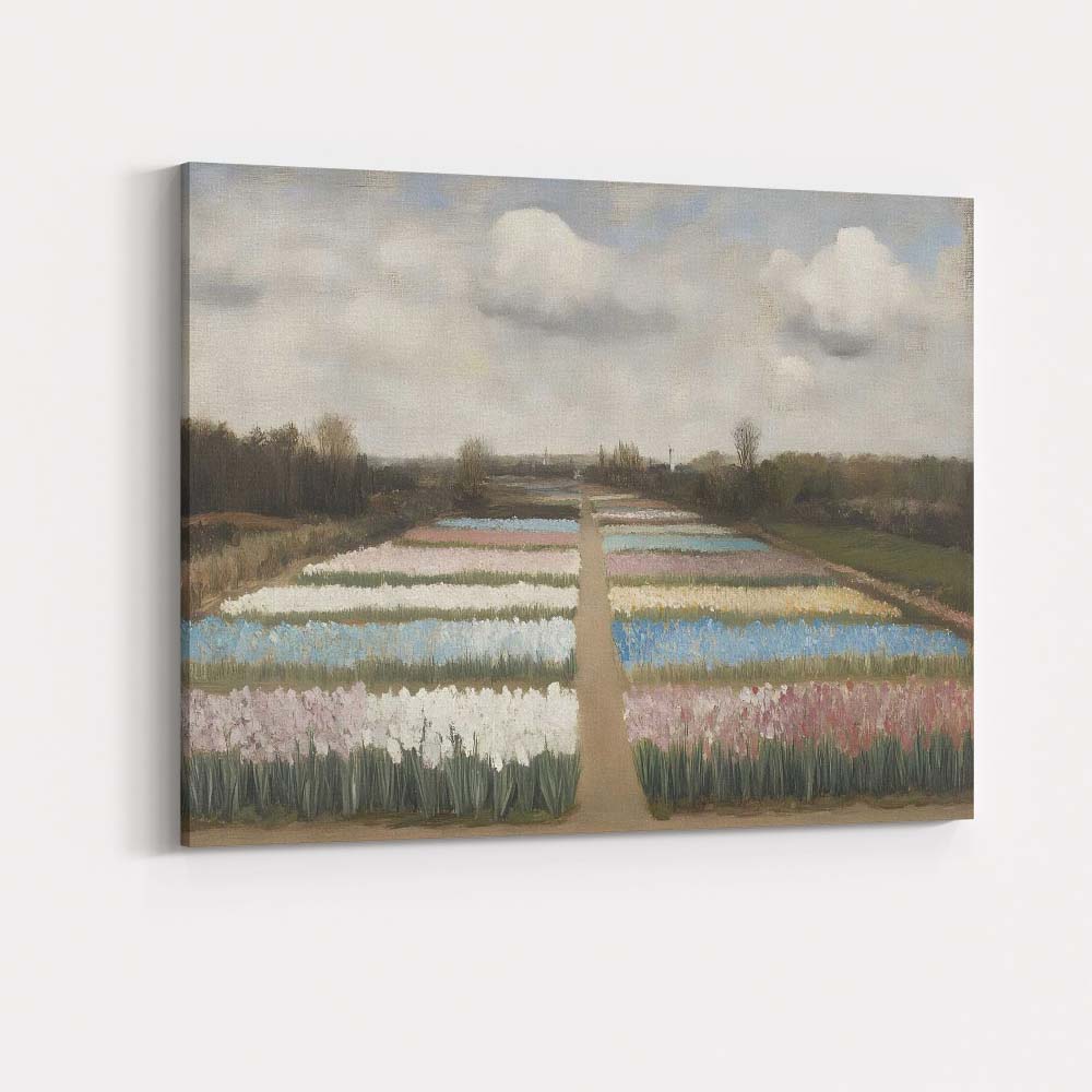 Pastel Tulip Fields Dutch Countryside Floral Landscape Canvas Wall Art Print Decor Picture Ready to Hang