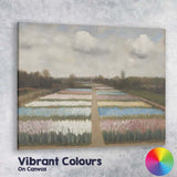 Pastel Tulip Fields Dutch Countryside Floral Landscape Canvas Wall Art Print Decor Picture Ready to Hang