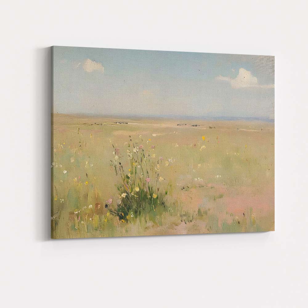 Minimalist Wildflower Meadow Soft Neutral Landscape Canvas Wall Art Print Decor Picture Ready to Hang