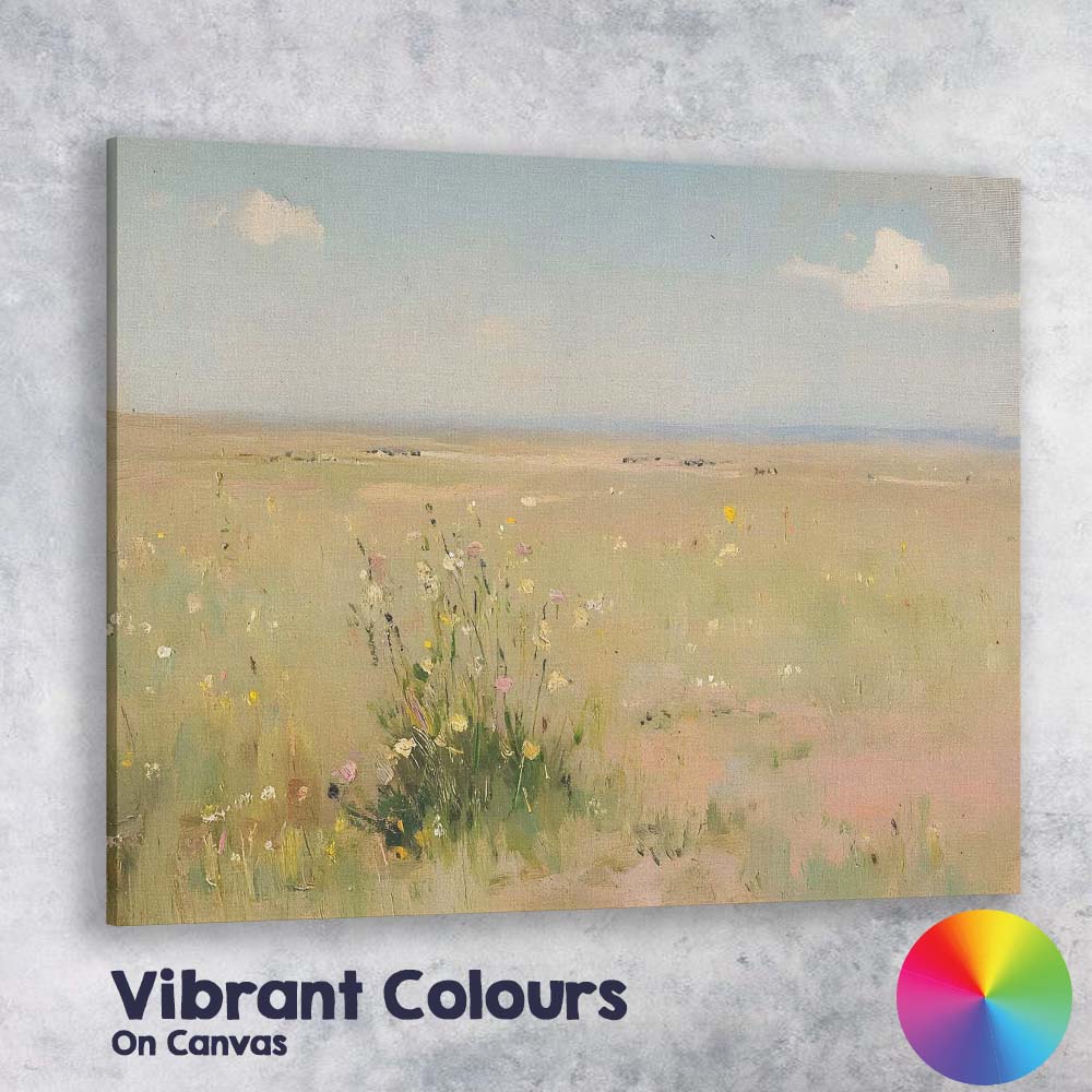 Minimalist Wildflower Meadow Soft Neutral Landscape Canvas Wall Art Print Decor Picture Ready to Hang
