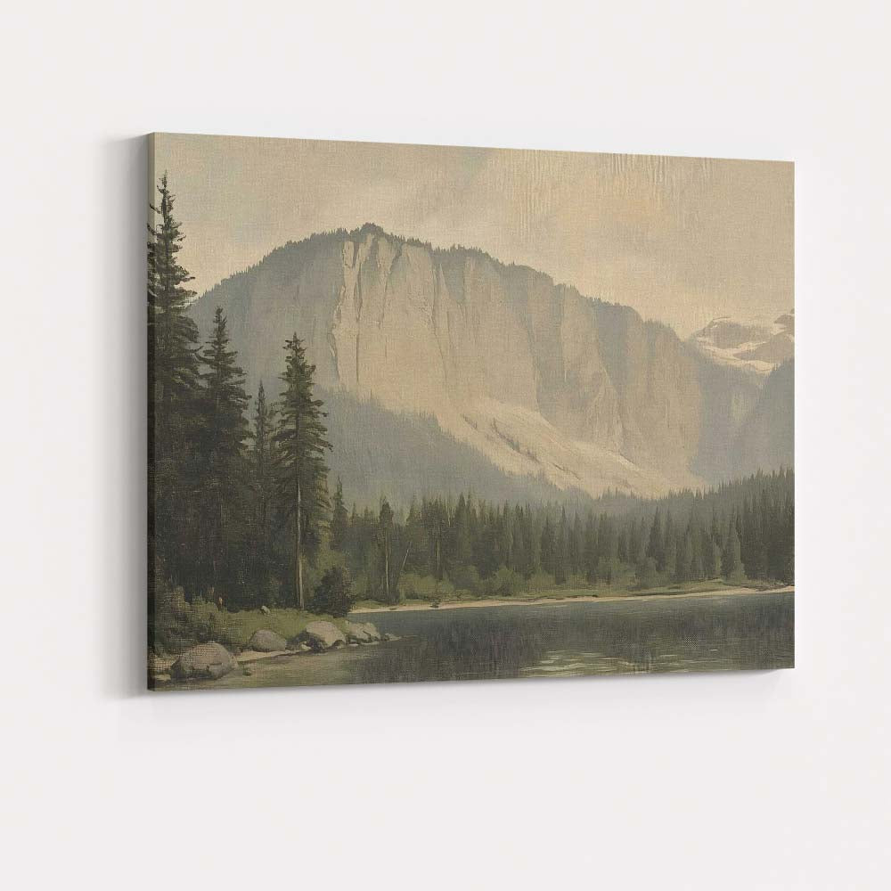 Rustic Mountain Lake Pine Forest Landscape Canvas Wall Art Print Decor Picture Ready to Hang