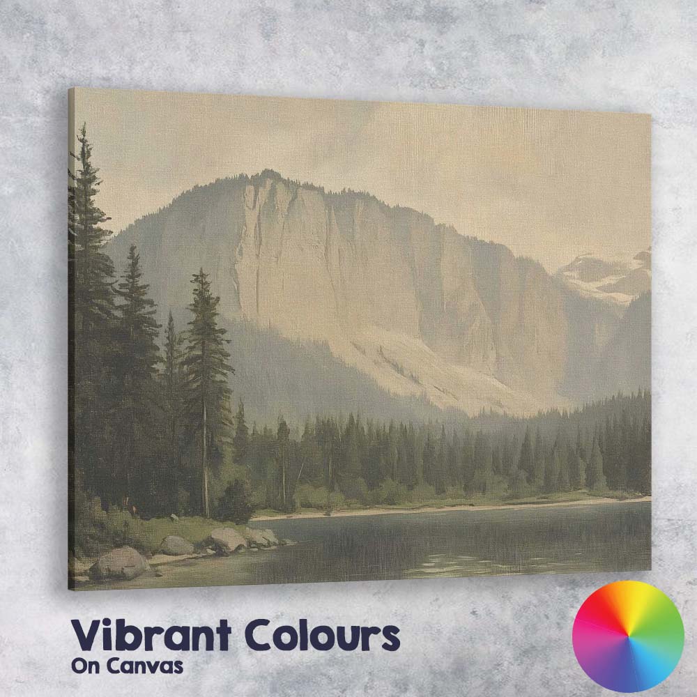 Rustic Mountain Lake Pine Forest Landscape Canvas Wall Art Print Decor Picture Ready to Hang