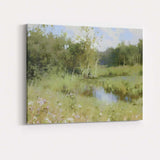 Impressionist Woodland Pond Summer Landscape Canvas Wall Art Print Decor Picture Ready to Hang
