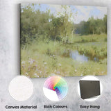 Impressionist Woodland Pond Summer Landscape Canvas Wall Art Print Decor Picture Ready to Hang