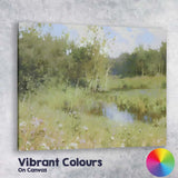 Impressionist Woodland Pond Summer Landscape Canvas Wall Art Print Decor Picture Ready to Hang