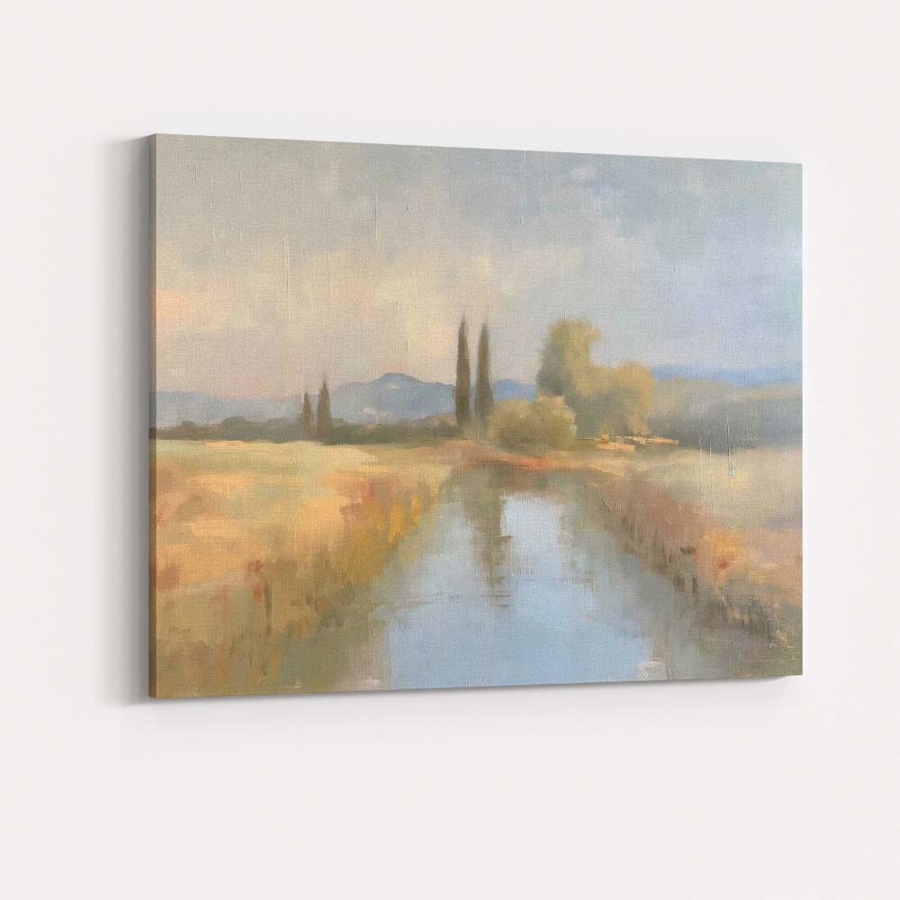 Serene Misty Lake Cypress Trees Impressionist Landscape Canvas Wall Art Print Decor Picture Ready to Hang