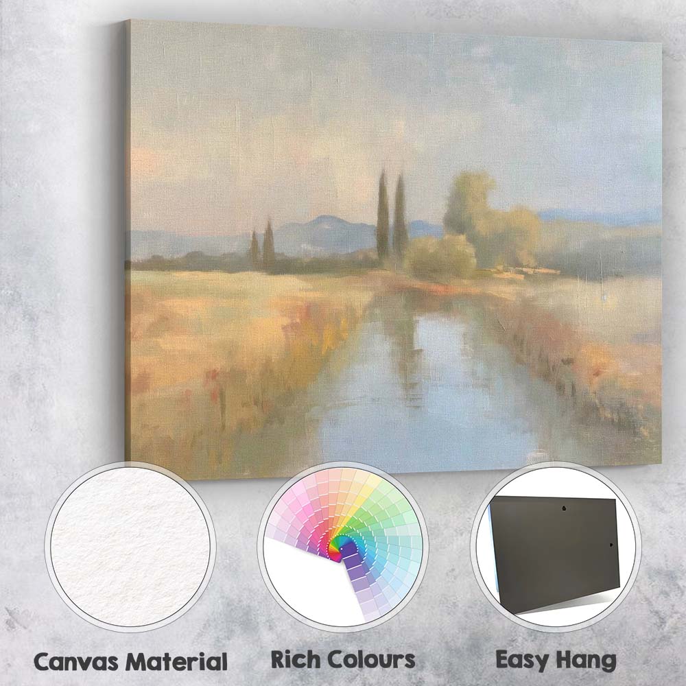 Serene Misty Lake Cypress Trees Impressionist Landscape Canvas Wall Art Print Decor Picture Ready to Hang