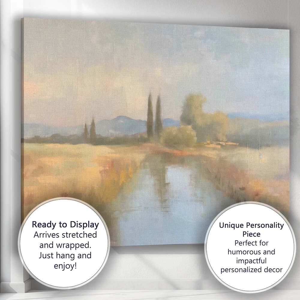 Serene Misty Lake Cypress Trees Impressionist Landscape Canvas Wall Art Print Decor Picture Ready to Hang
